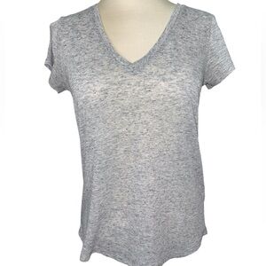 Paige T-shirt deep V-neckline short sleeves linen/polyester blend Size Small